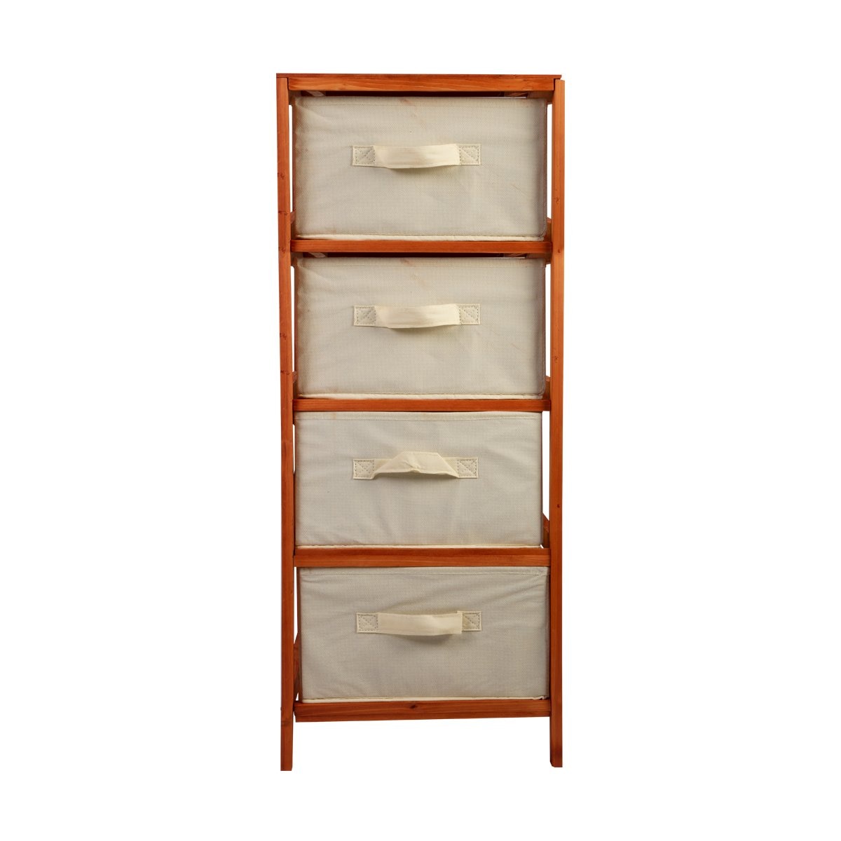 Home Nature Cajonera de Madera con Tela 4 Cajones