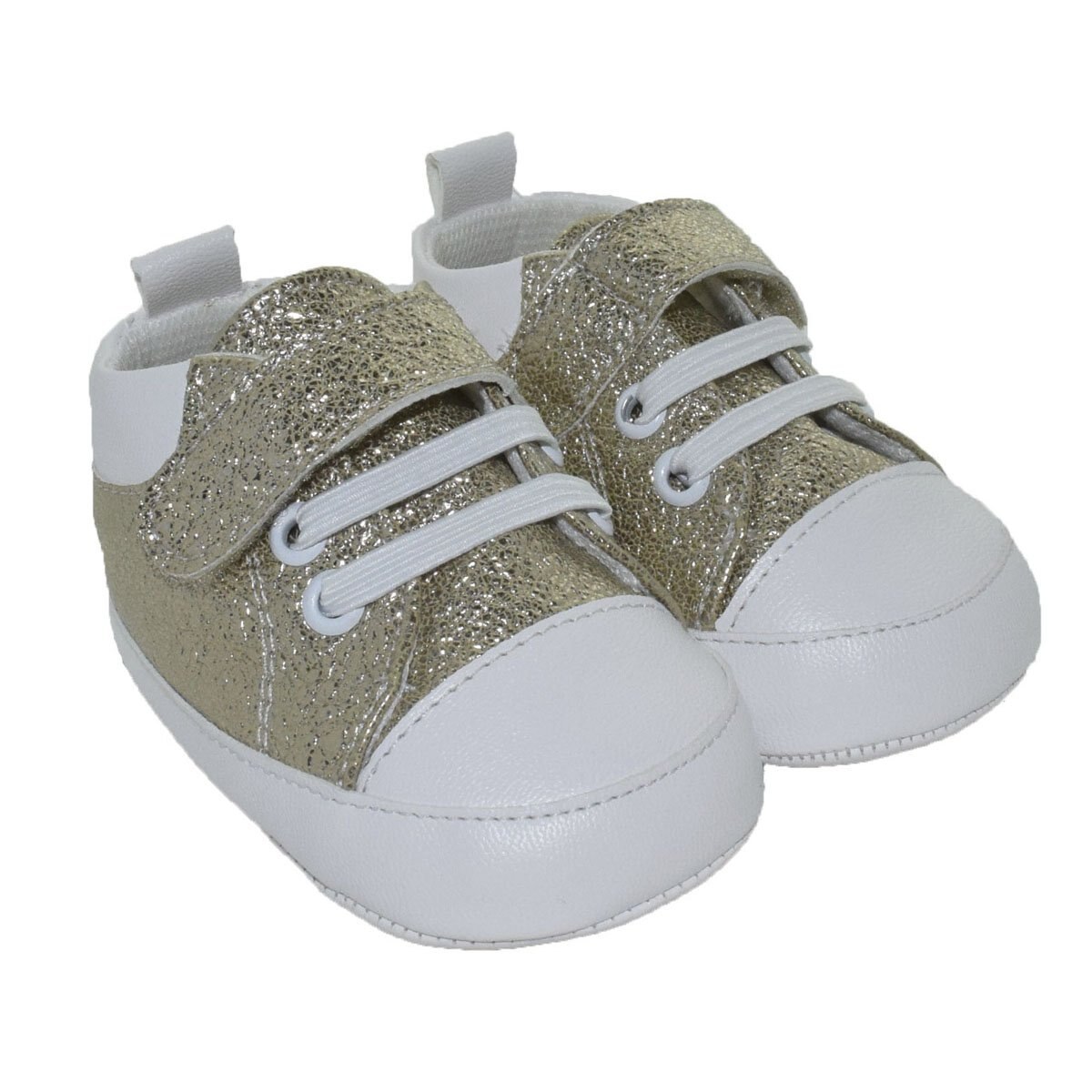 Tenis con Brillos y Velcro Oro Melokoton para Niña