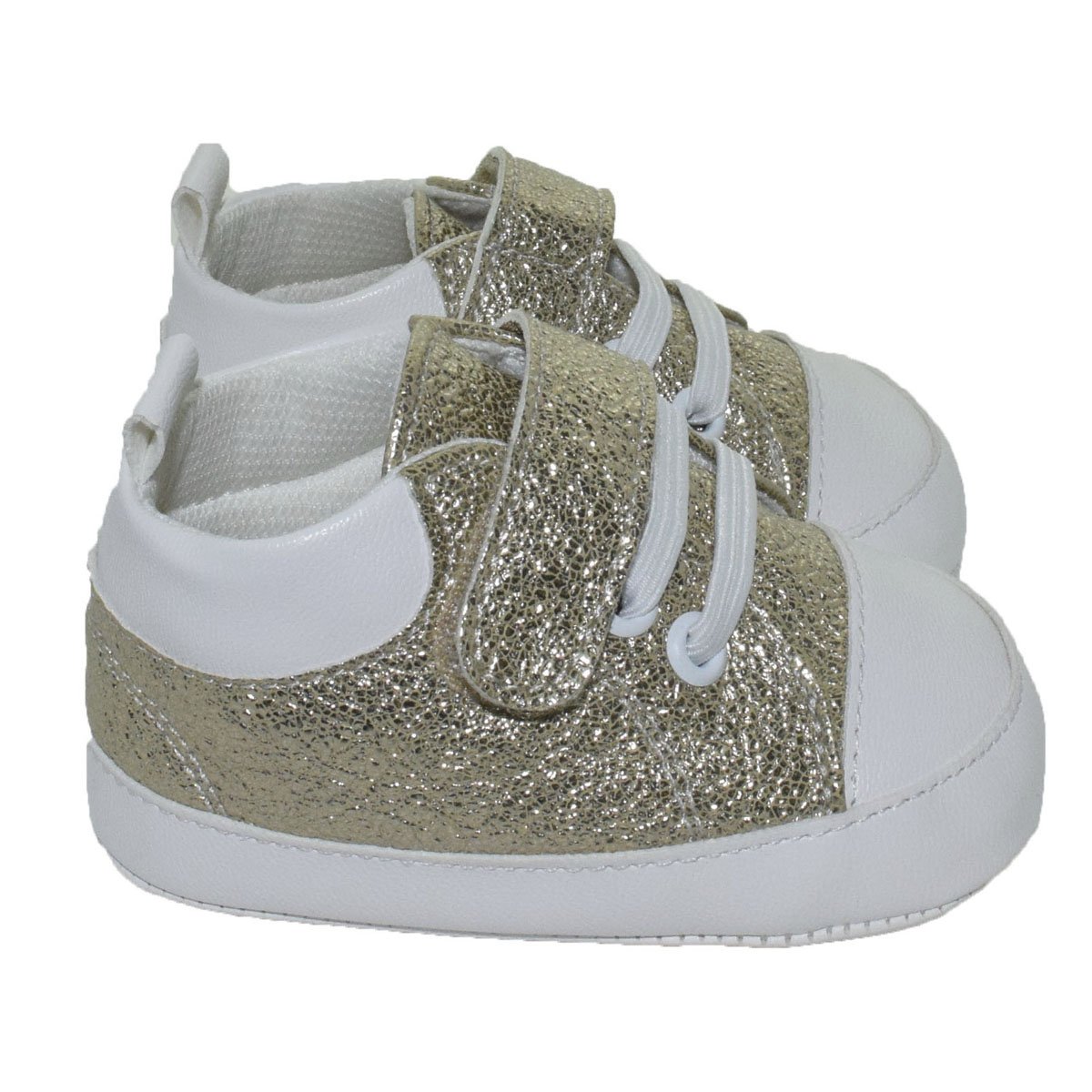Tenis con Brillos y Velcro Oro Melokoton para Niña