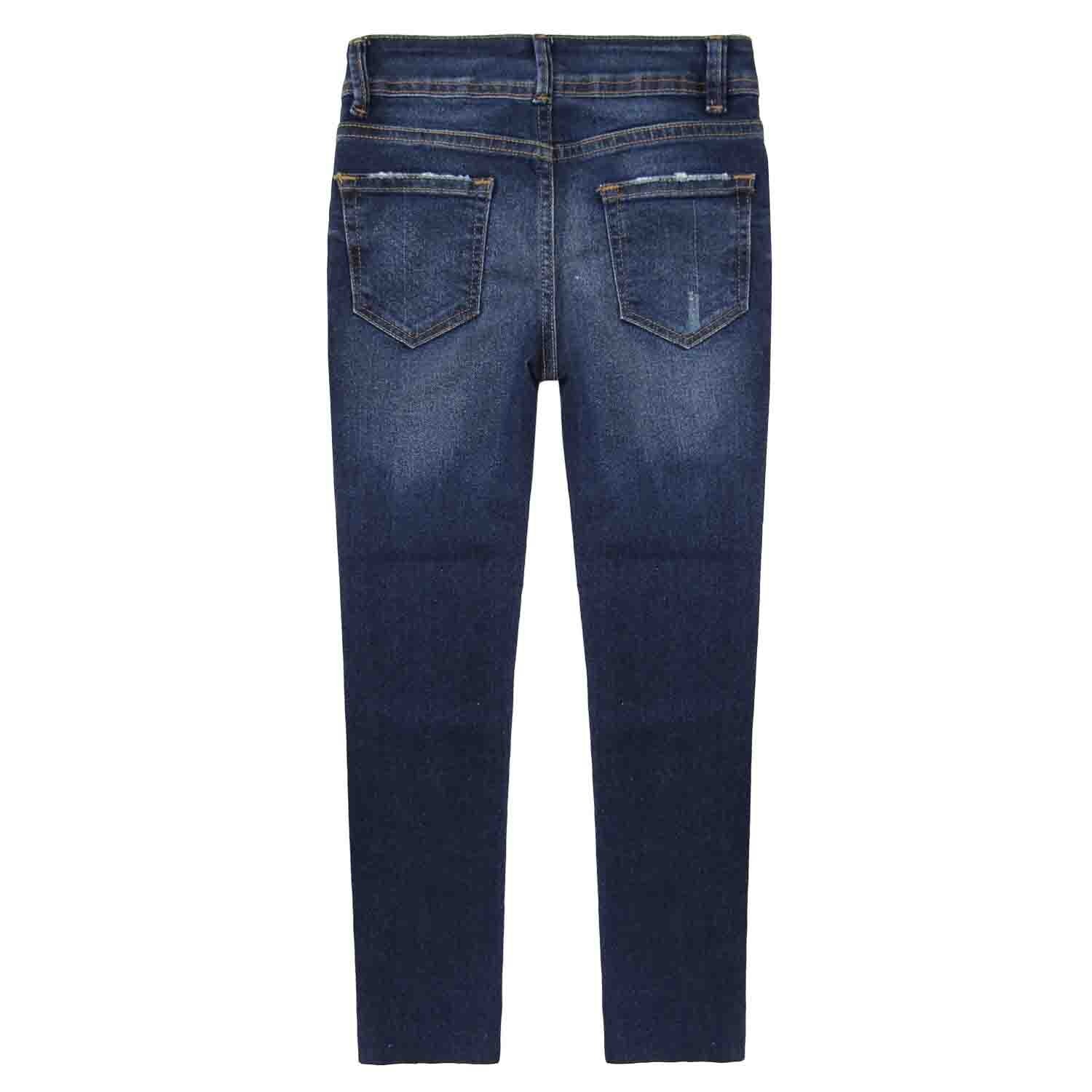 Jeans Skinny con Destruccion Y Pedreria al Frente Fukka para Niña