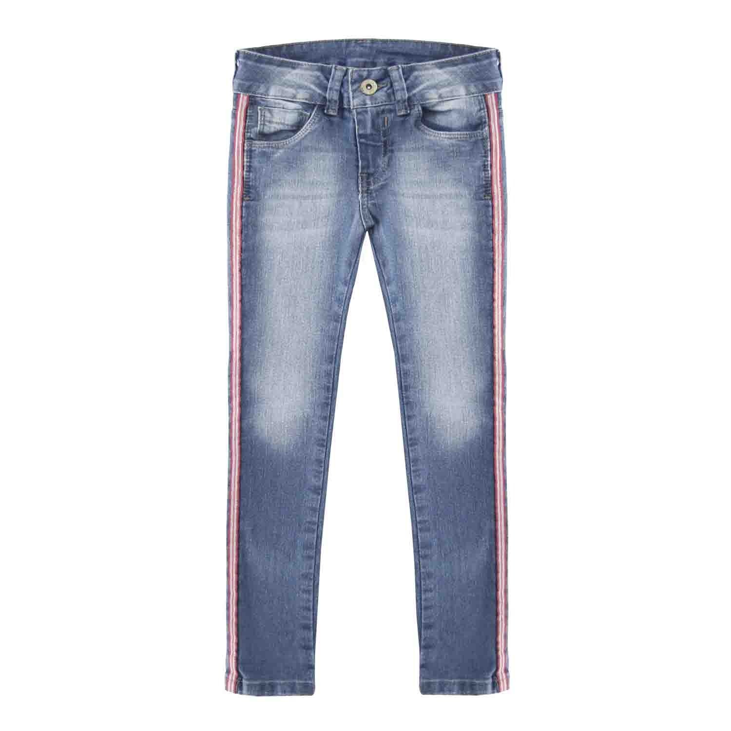Jeans Skinny con Destruccion Y Pedrerial Jeanious para Niña