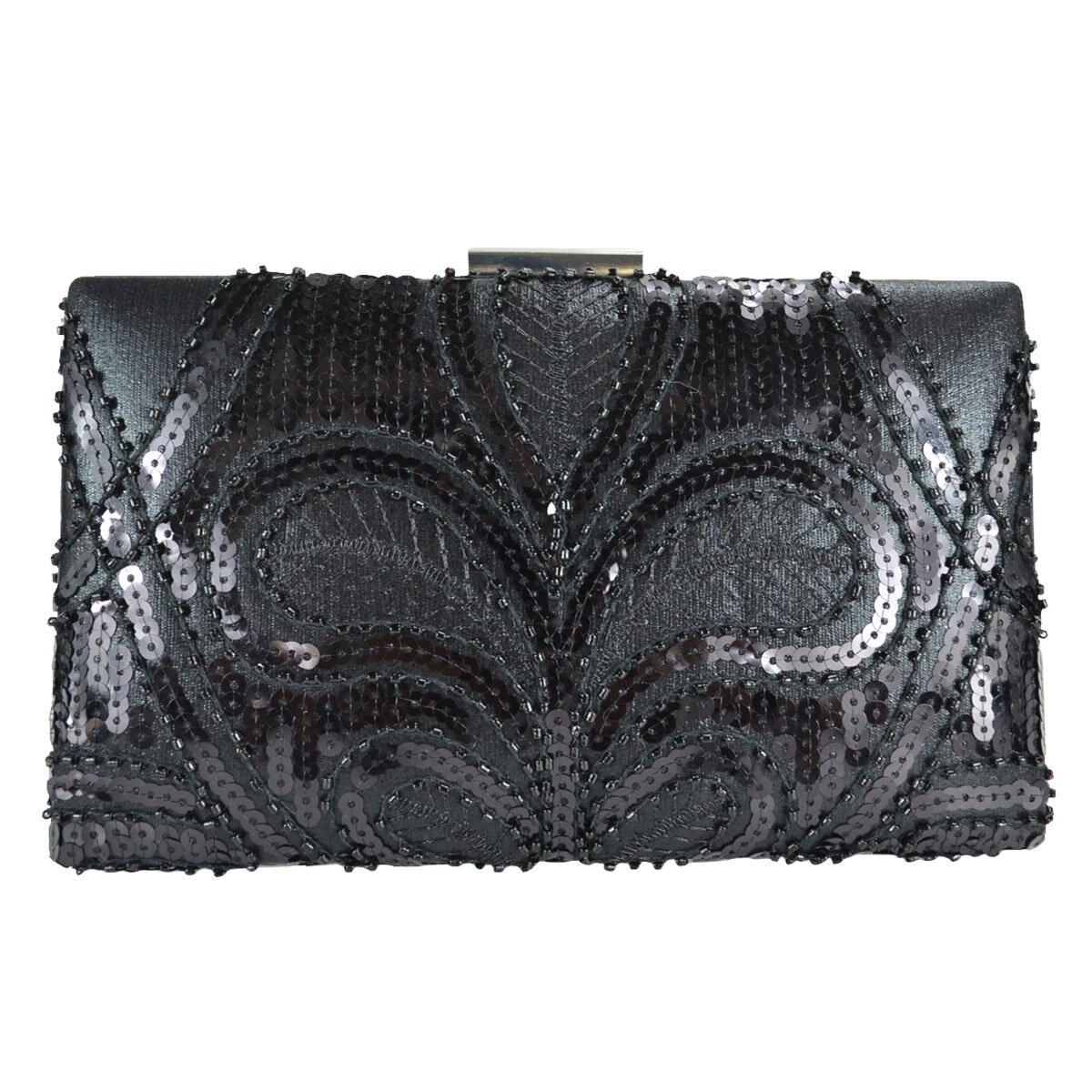 Cartera Negra de Noche con Brillos Y Pedrería Huser para Dama