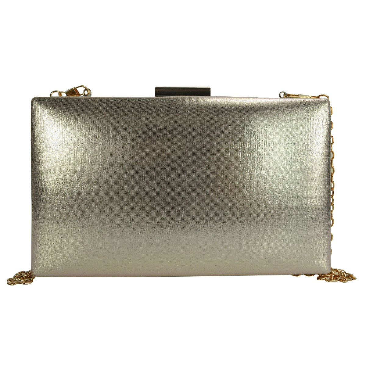 Cartera de Noche Dorada con Brillos Y Pedrería Huser para Dama