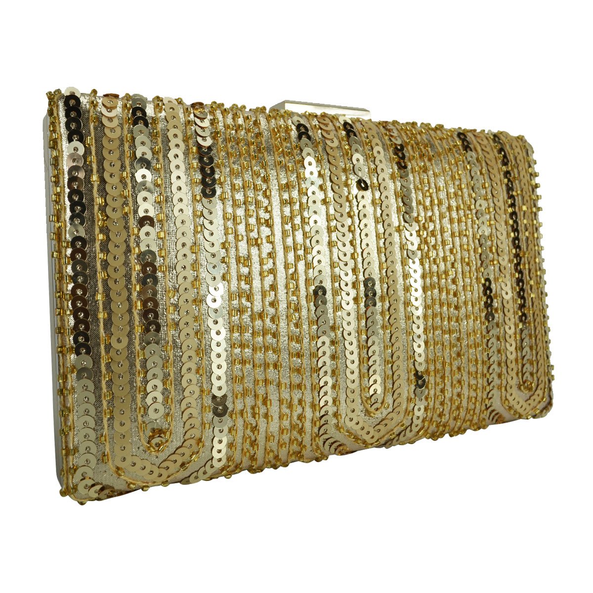 Cartera de Noche Dorada con Brillos Huser para Dama