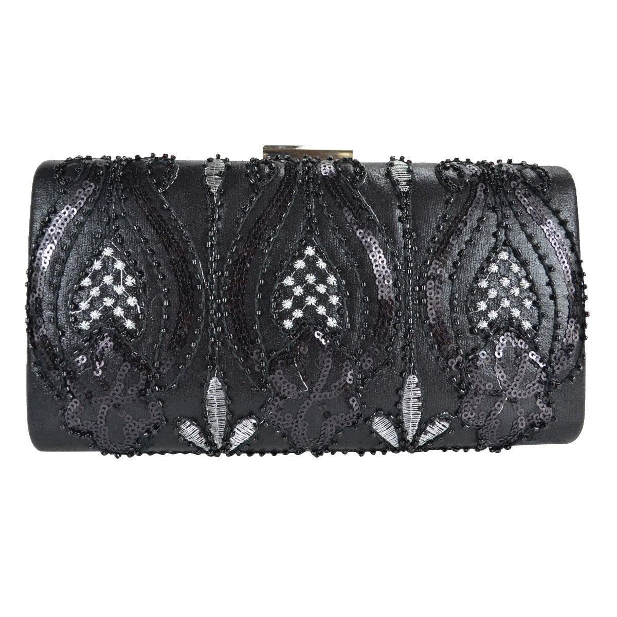 Cartera Negra con Brillos Y Pedrería Huser para Dama