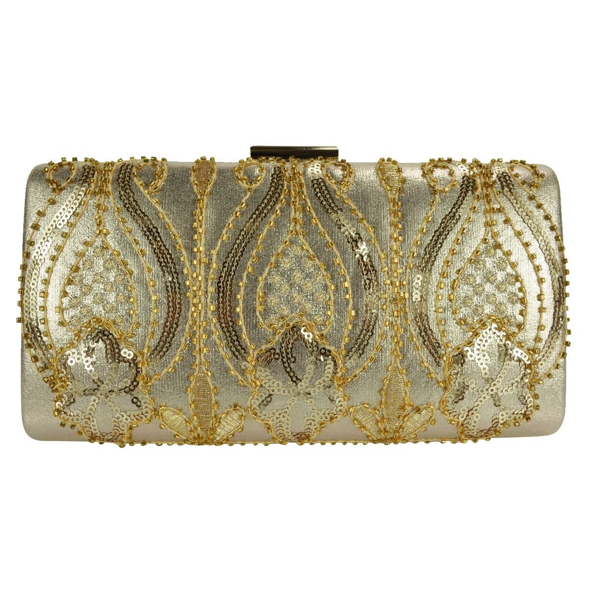 Cartera Dorada de Noche con Brillos Y Pedrería Huser para Dama