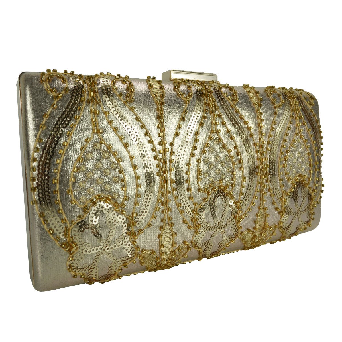 Cartera Dorada de Noche con Brillos Y Pedrería Huser para Dama