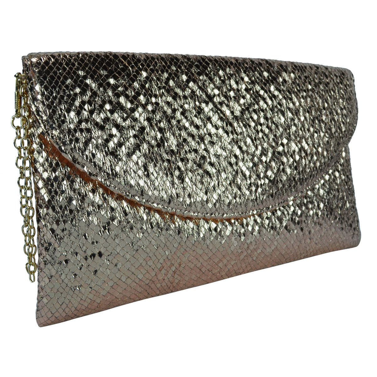 Cartera Dorada de Noche con Brillos Huser para Dama
