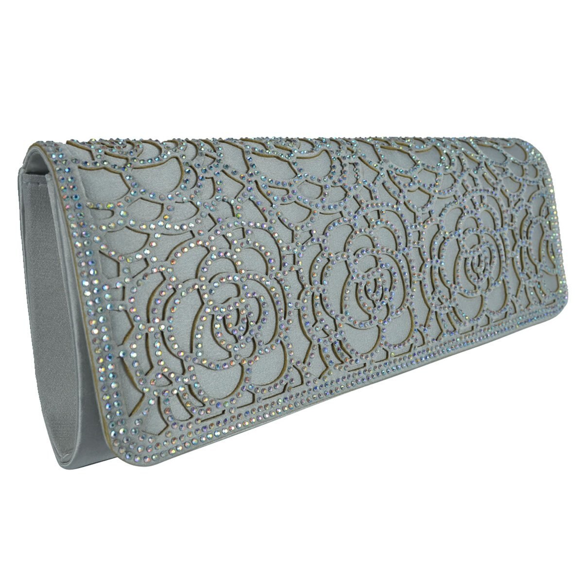 Cartera de Noche con Brillos Y Detalles de Flores Huser para Dama