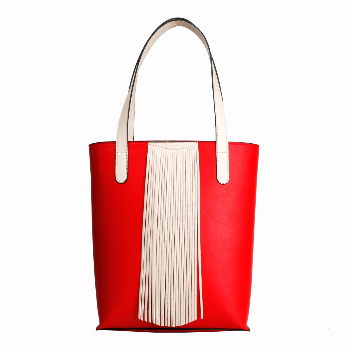 Bolso Tote Rojo con Barbas Color Hueso Crabtree