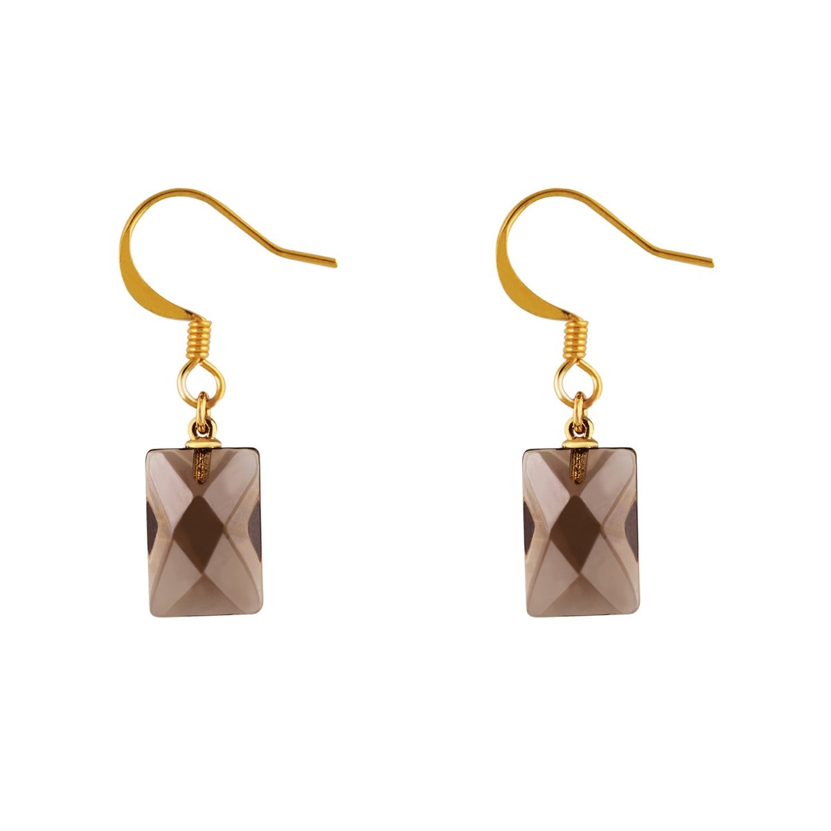 Aretes Dorados con Piedra Smoky Quartz Emanuel Unagaro
