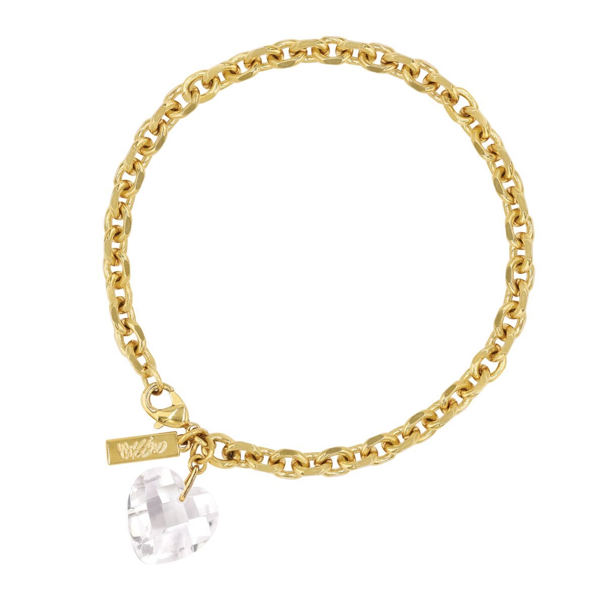 Pulsera Dorada con Corazón de Cristal Mossimo