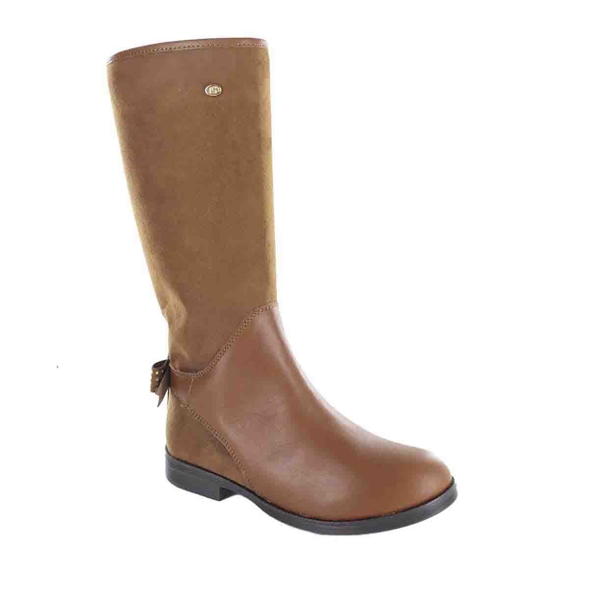 Bota Alta con Moño Atrás Miel Coqueta