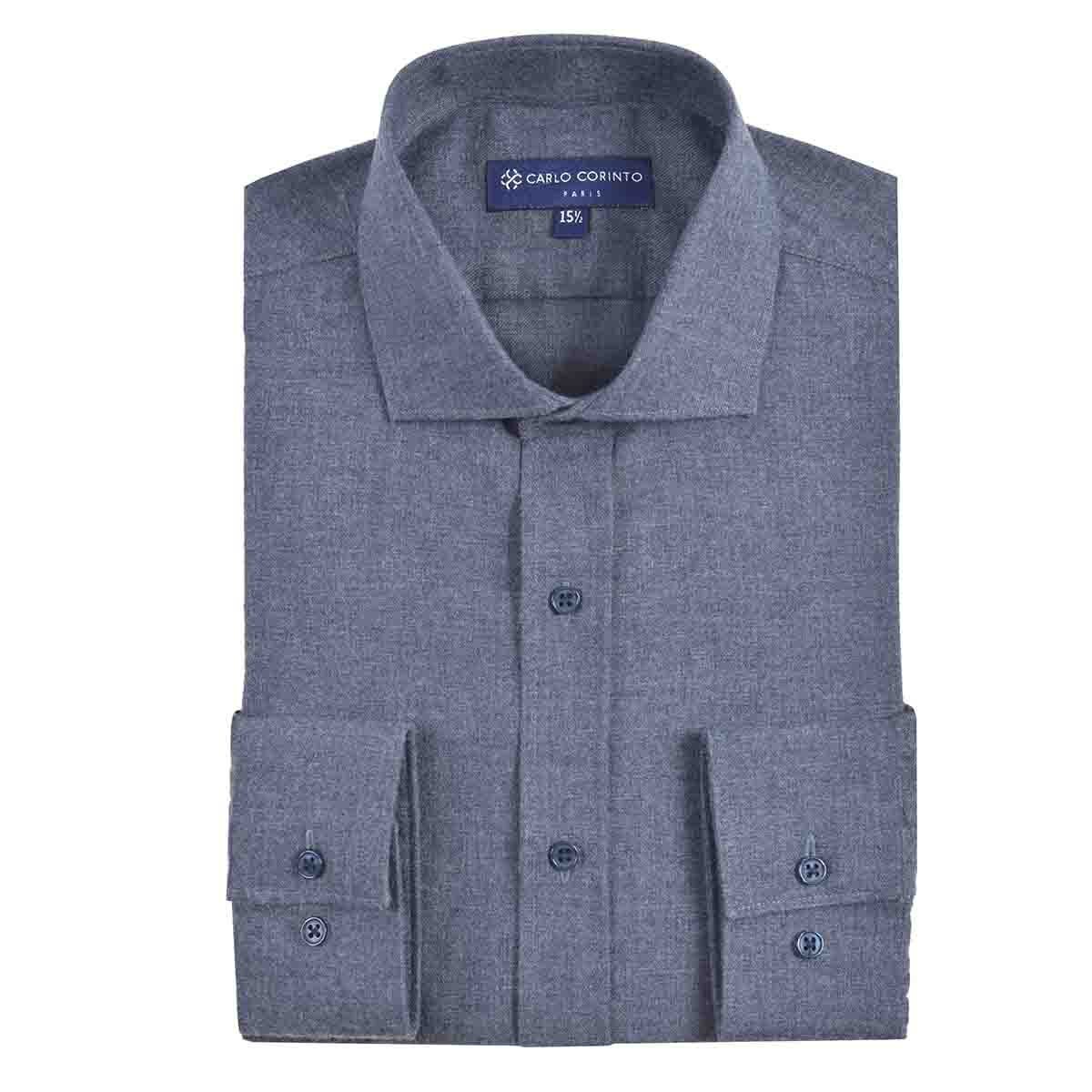 Camisa de Vestir Azul Regular Carlo Corinto