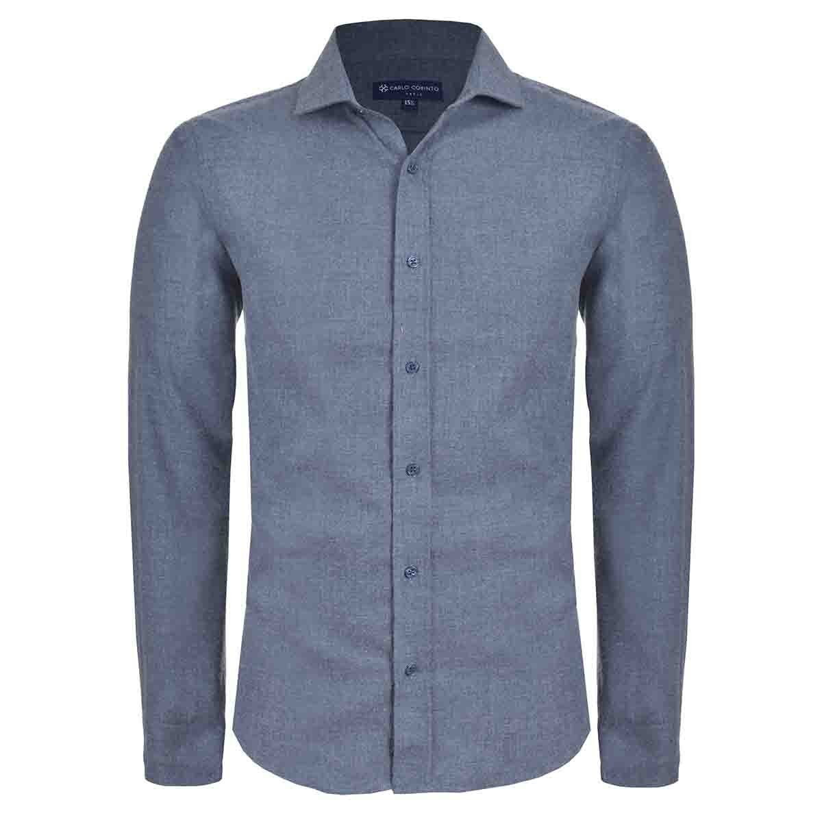 Camisa de Vestir Azul Regular Carlo Corinto