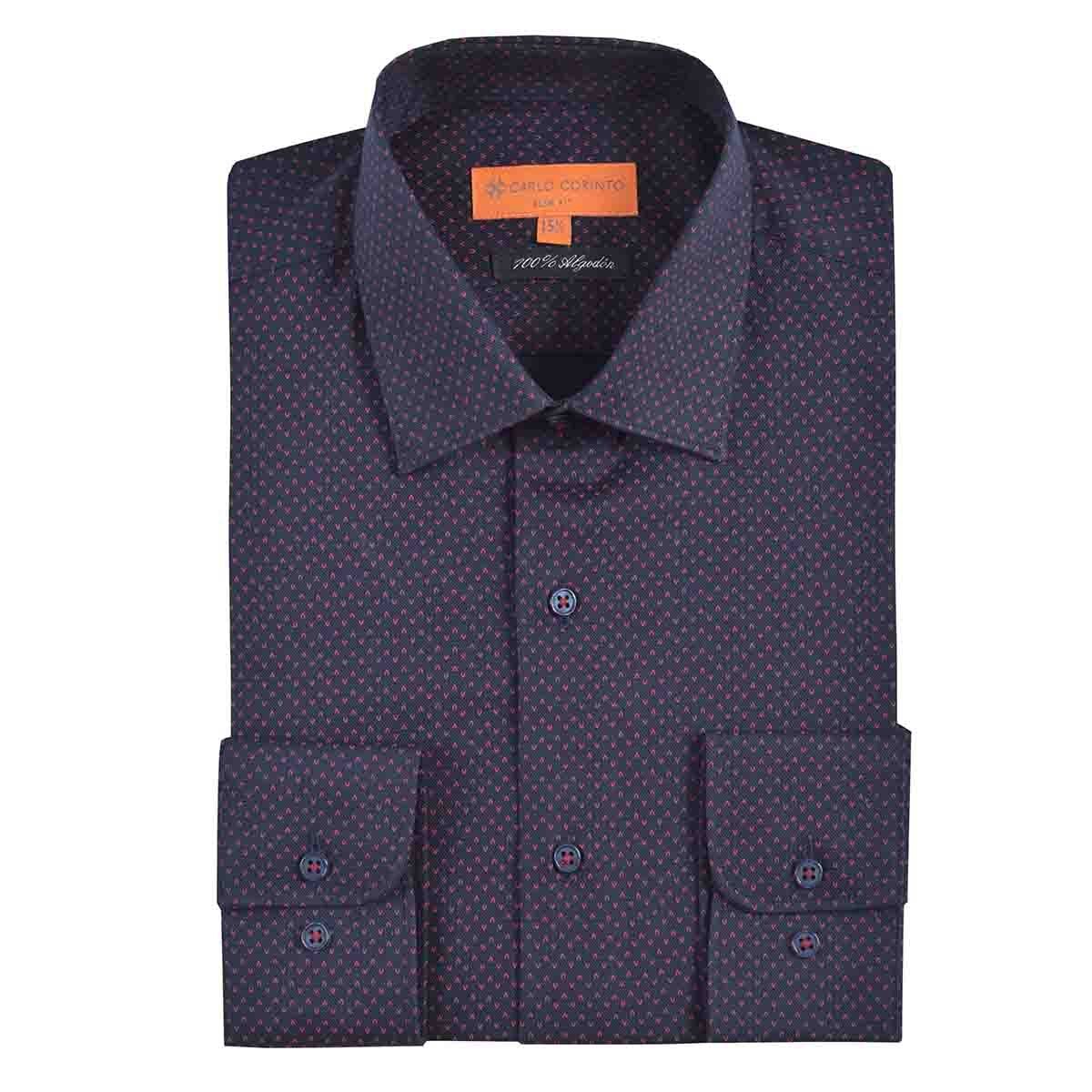 Camisa de Vestir Azul Slim Fit Carlo Corinto