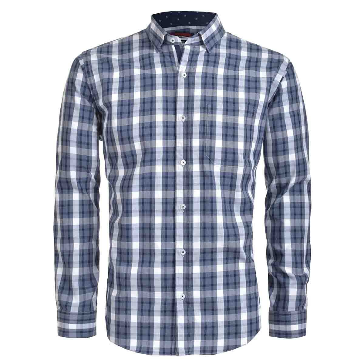 Camisa Casual Azul Manga Larga Slim Fit Carlo Corinto