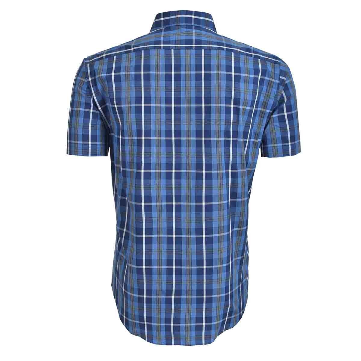 Camisa Casual Azul Manga Corta Slim Fit Carlo Corinto