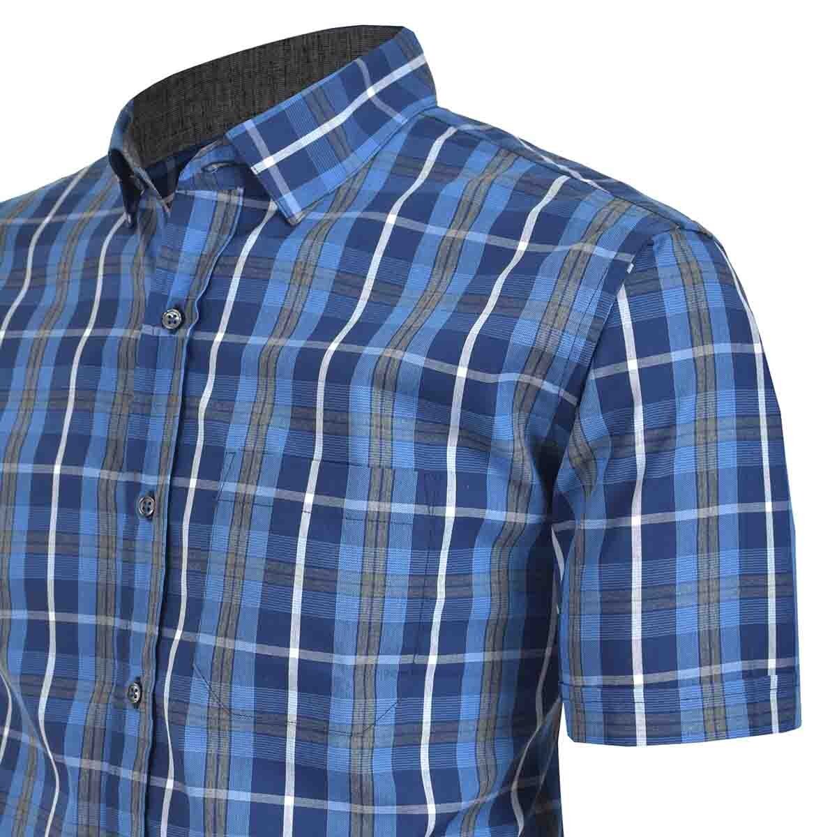 Camisa Casual Azul Manga Corta Slim Fit Carlo Corinto