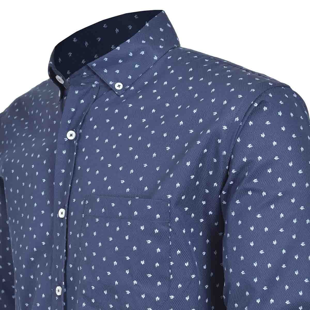 Camisa Casual Azul Manga Larga Regular Carlo Corinto