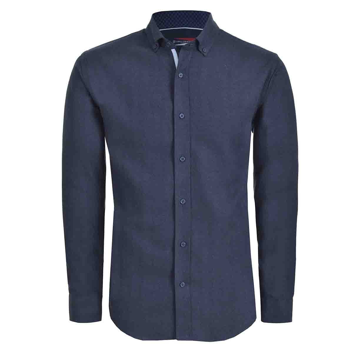 Camisa Casual Azul Manga Larga Regular Carlo Corinto