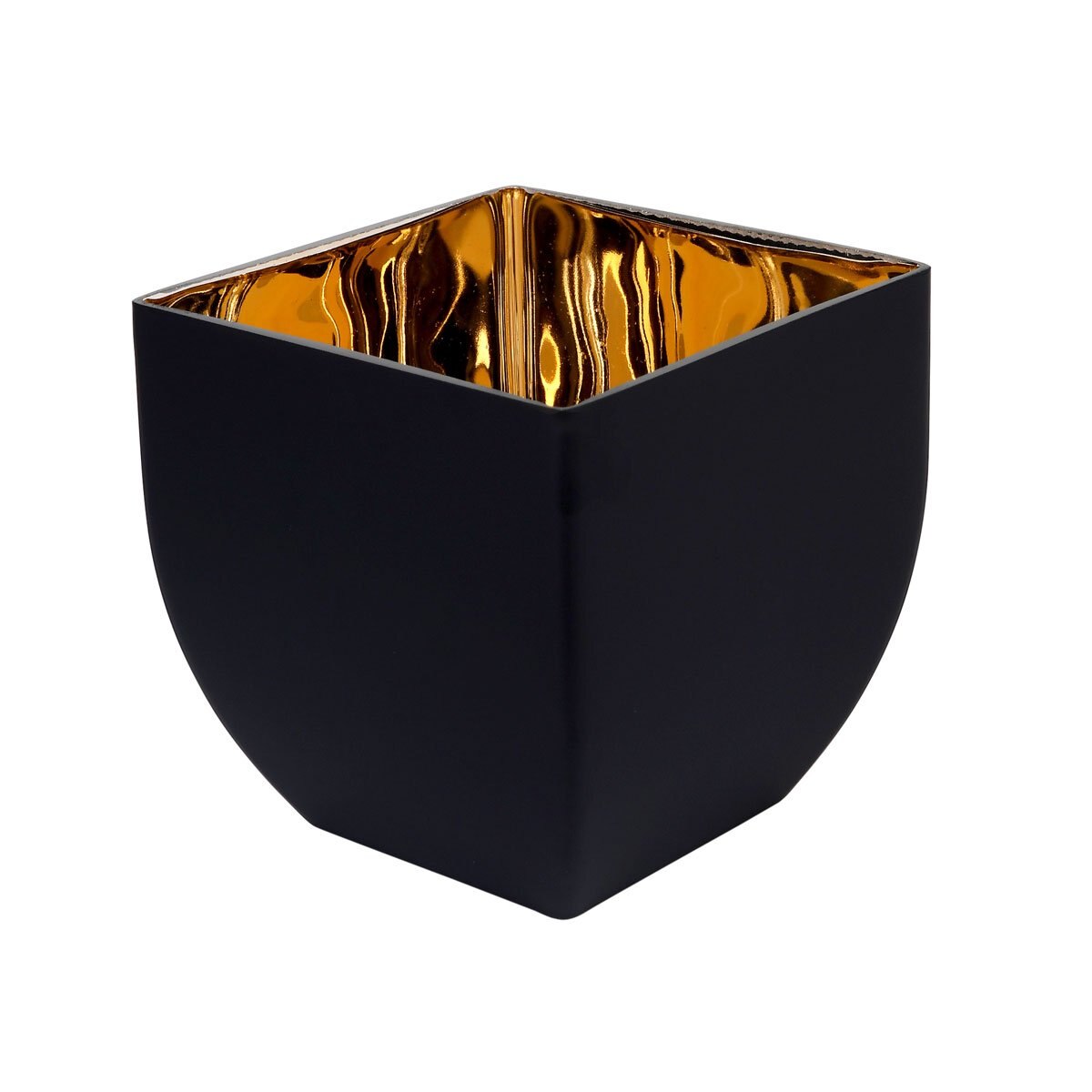 Florero Negro Interior Dorado Cuadrado 16X16X16Cm Concepts Life