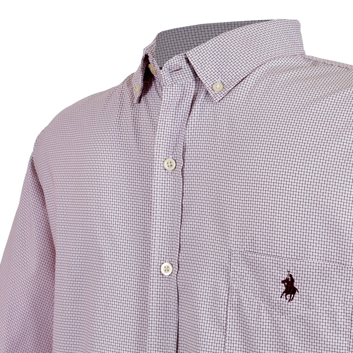 Camisa Manga Corta Cuadro Vino Polo Club