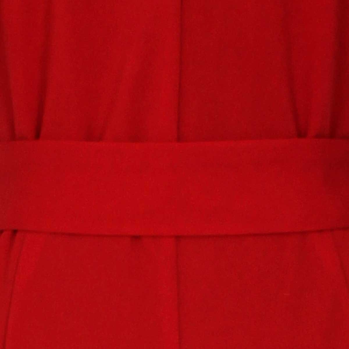 Jumpsuit Rojo con Manga Corta y Cuello Camisero con Cinturón Elle