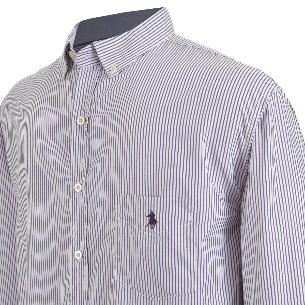 Camisa Manga Larga Raya Lila Polo Club