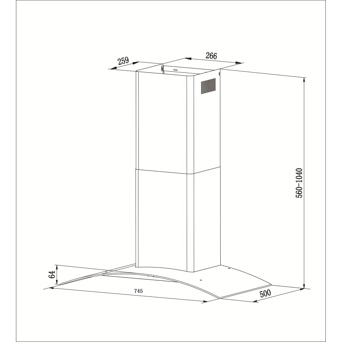 Campana de Pared Touch Control 75 Cm Glasgow