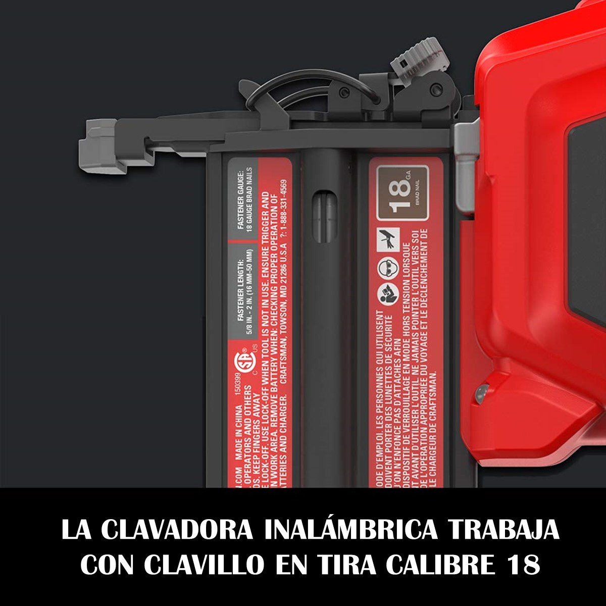 Clavadora Inalámbrica Clavillo Calibre 18 Craftsman