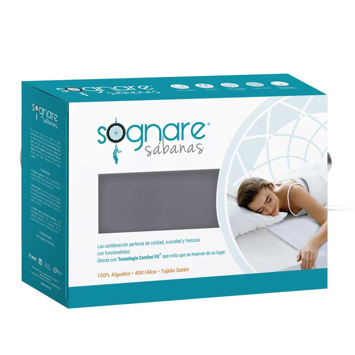 Set de Sábanas Sognare Matrimonial Gris Inova