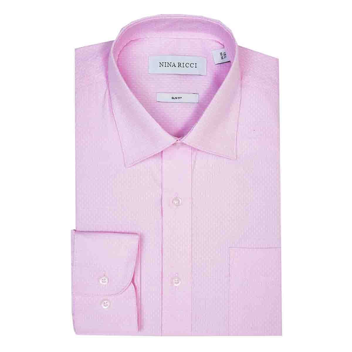 Camisa de Vestir Slim Fit Color Azul Combinado Nina Ricci