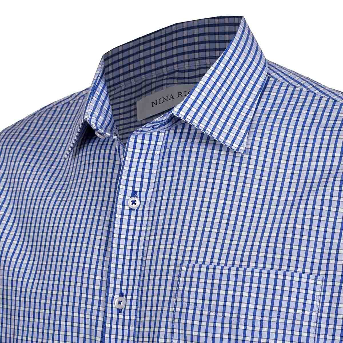 Camisa de Vestir Slim Fit Color Azul Combinado Nina Ricci