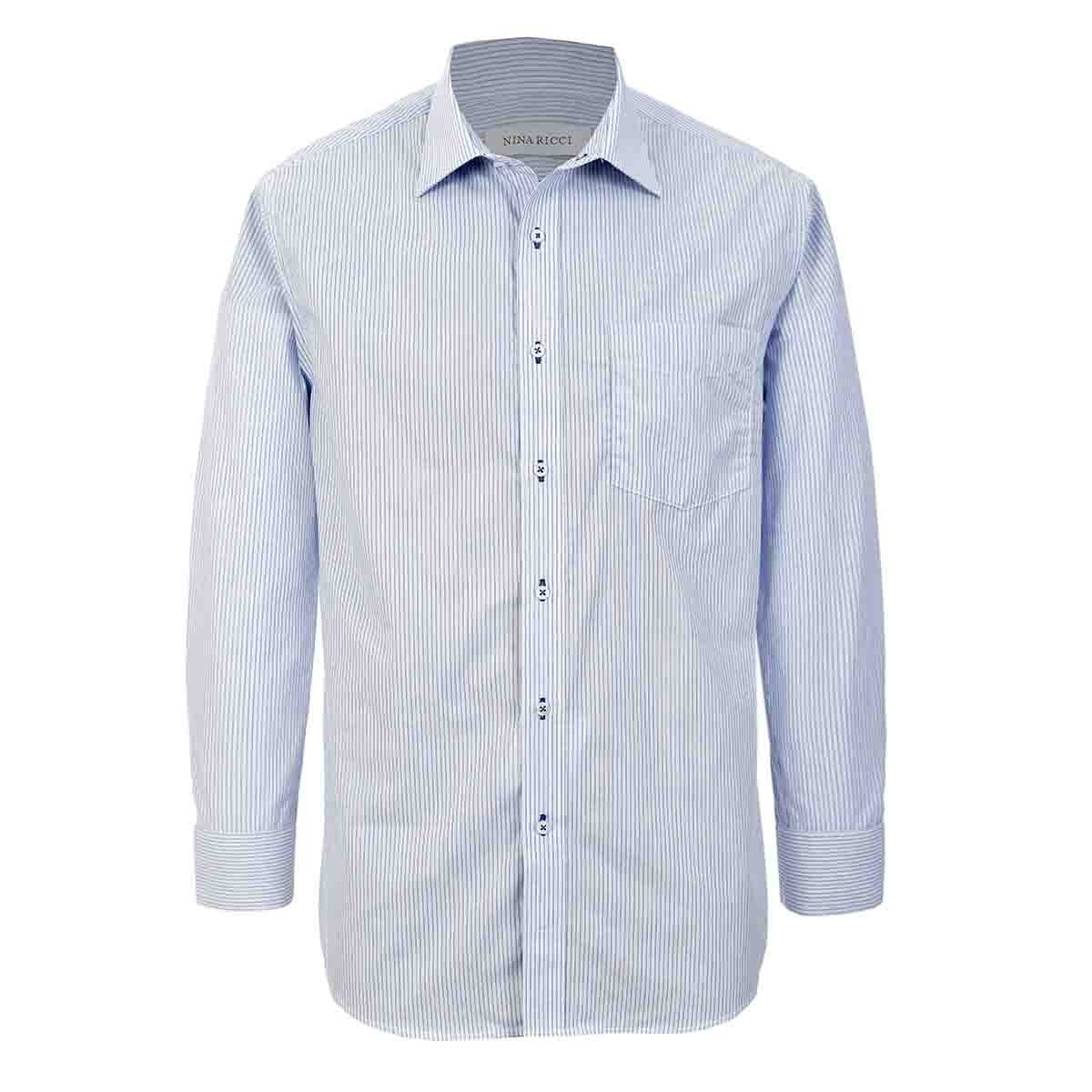 Camisa de Vestir Regular Color Azul Combinado Nina Ricci