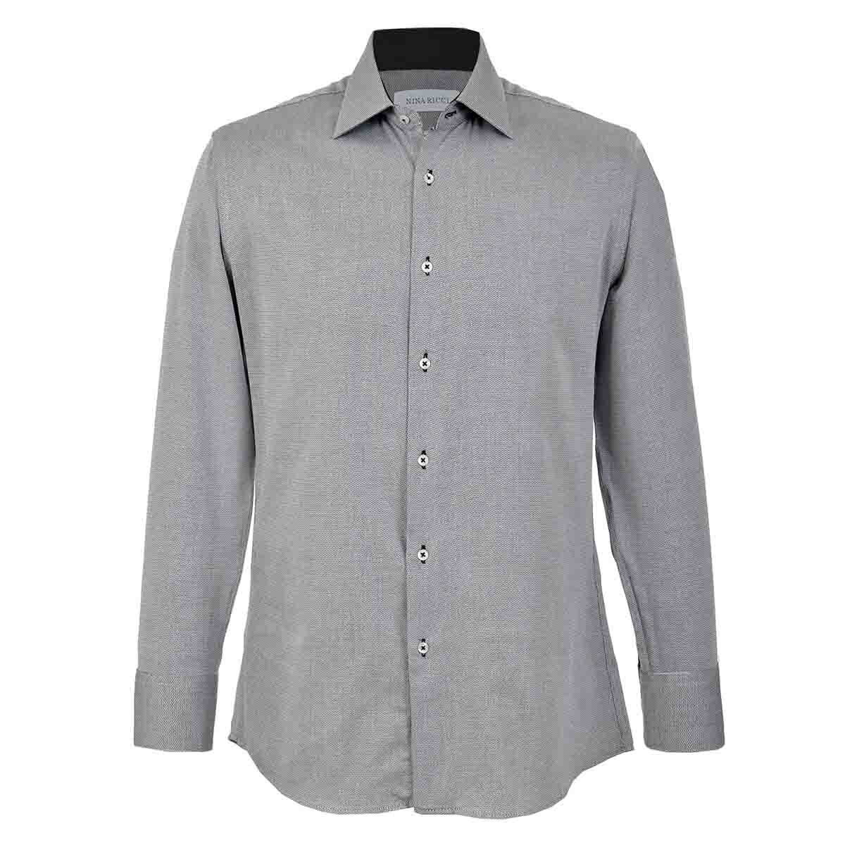 Camisa de Vestir Slim Fit Color Gris Combinado Nina Ricci para Caballero