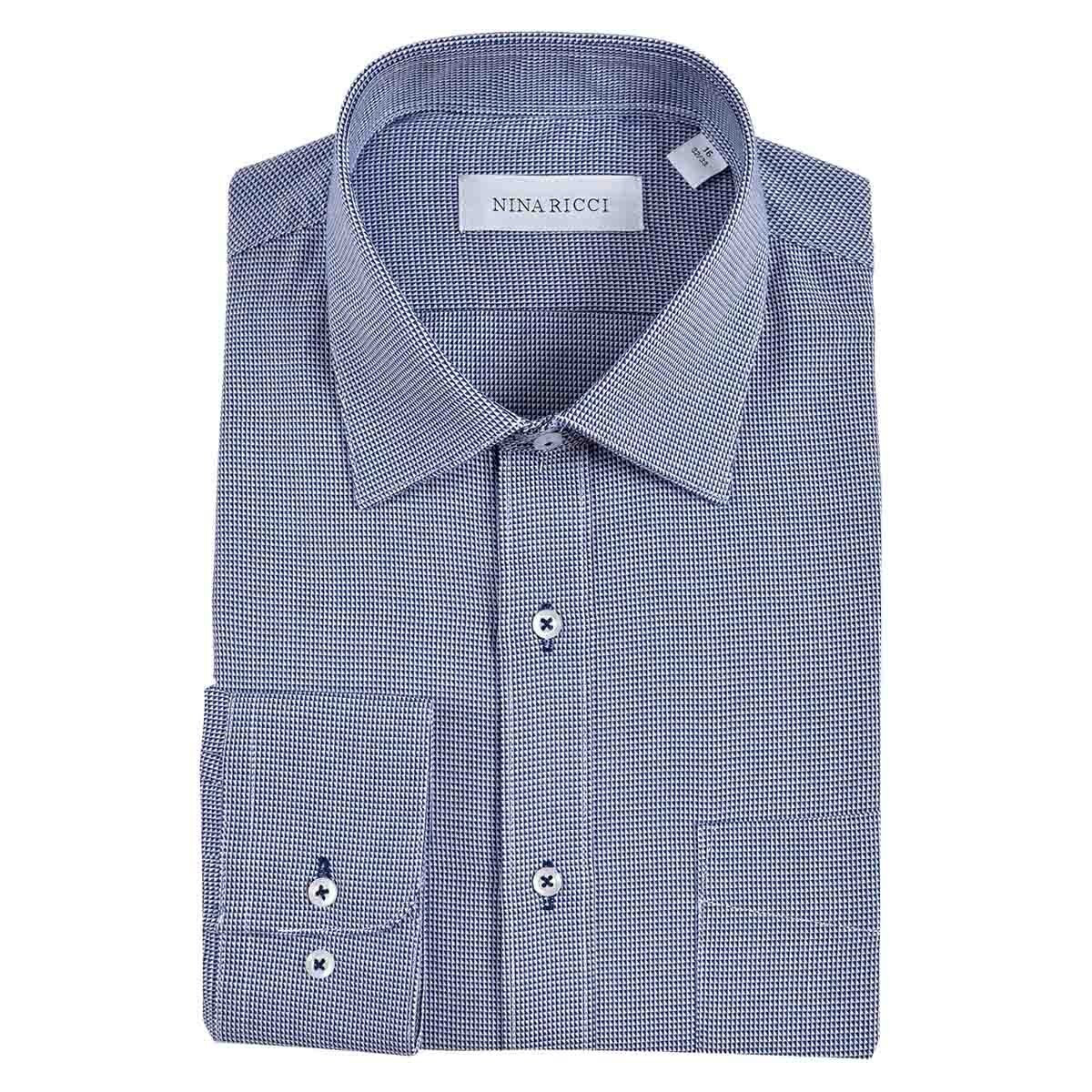 Camisa de Vestir Regular Color Azul Combinado Nina Ricci