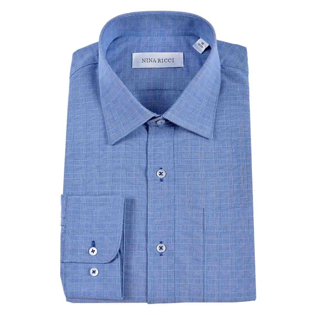 Camisa de Vestir Regular Color Azul Combinado Nina Ricci