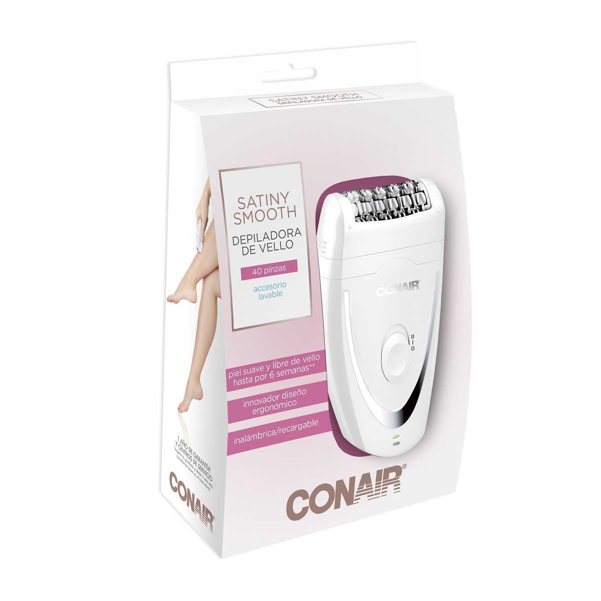 Depiladora Recargable Inalámbrica 40 Pinzas Satín Smooth Conair