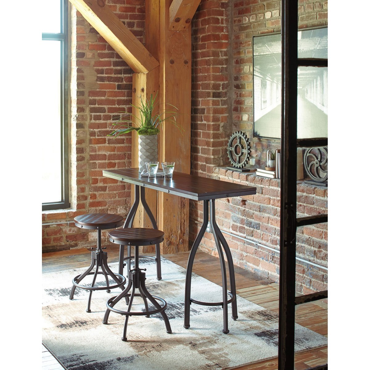 Comedor Mesa y 2 Bancos Odium Ashley Furniture