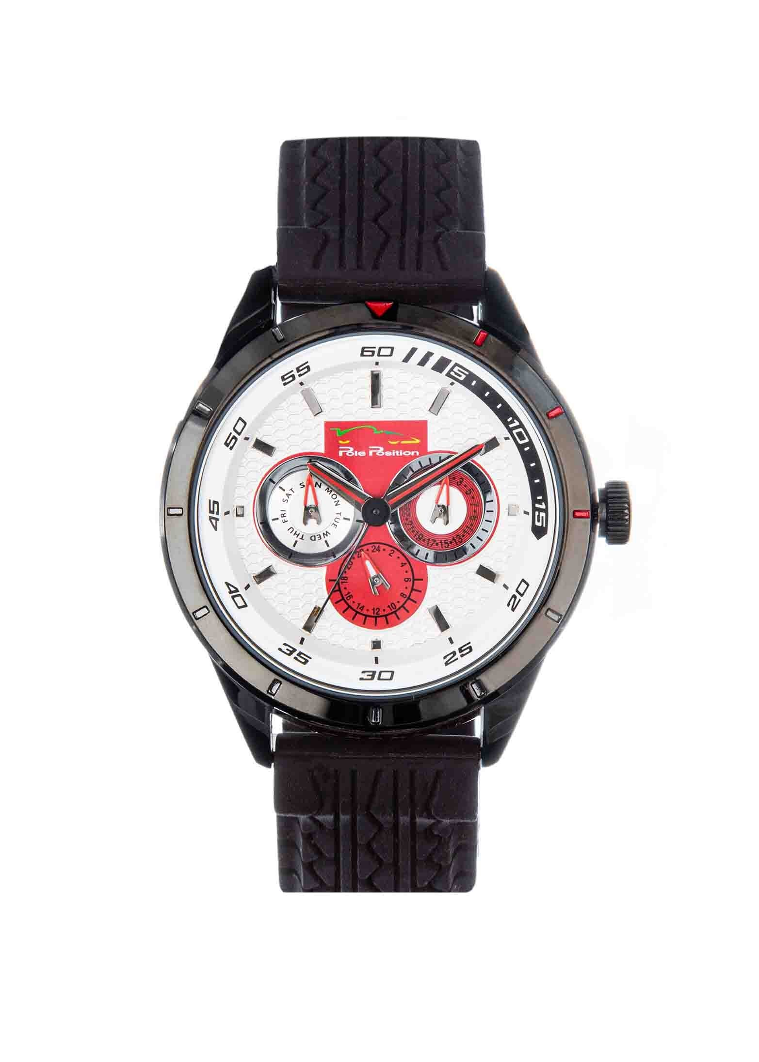 Reloj para Caballero Blanco con Detalles Negro Pole Position