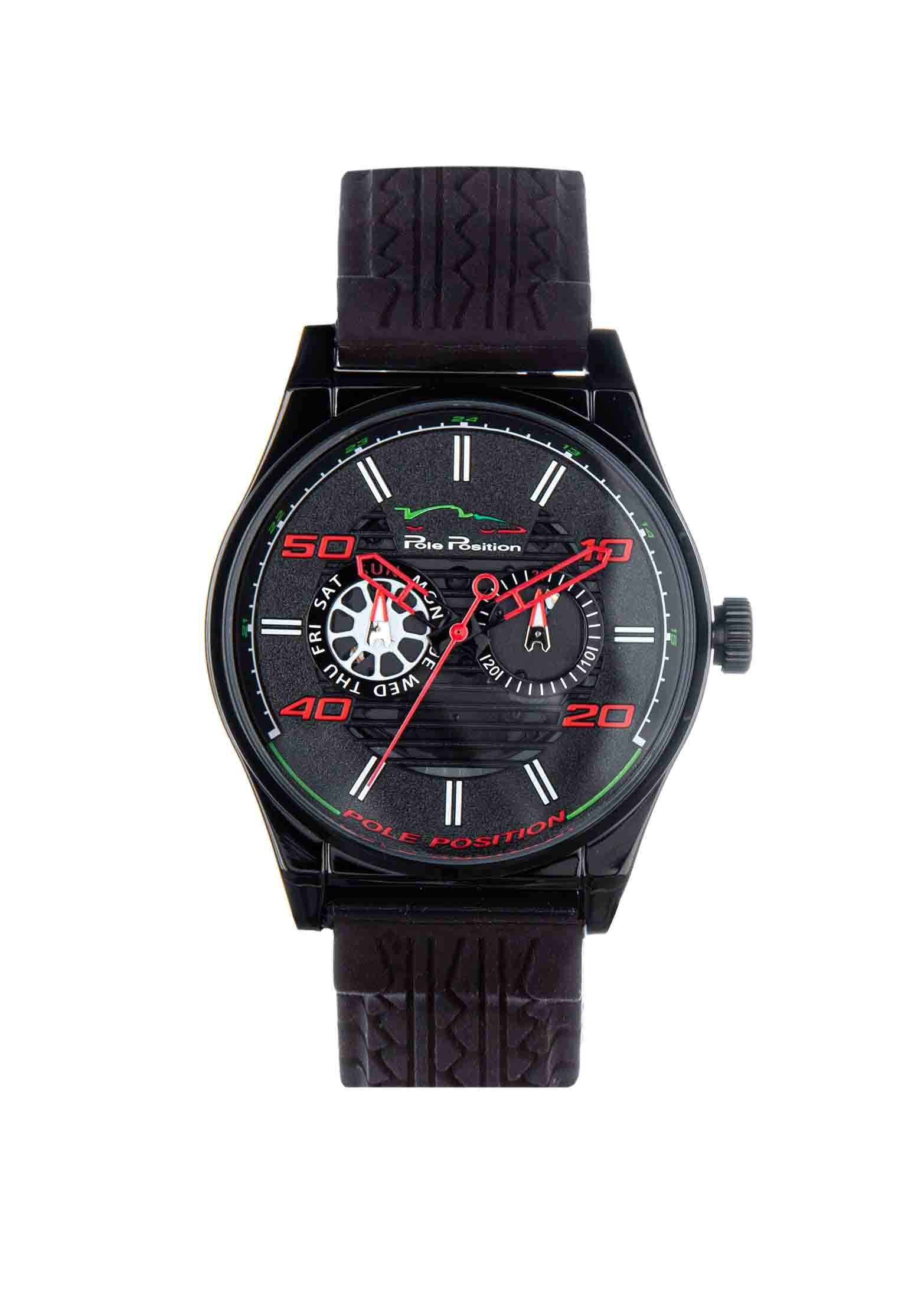 Reloj para Caballero Negro y Manecillas Rojas Pole Position