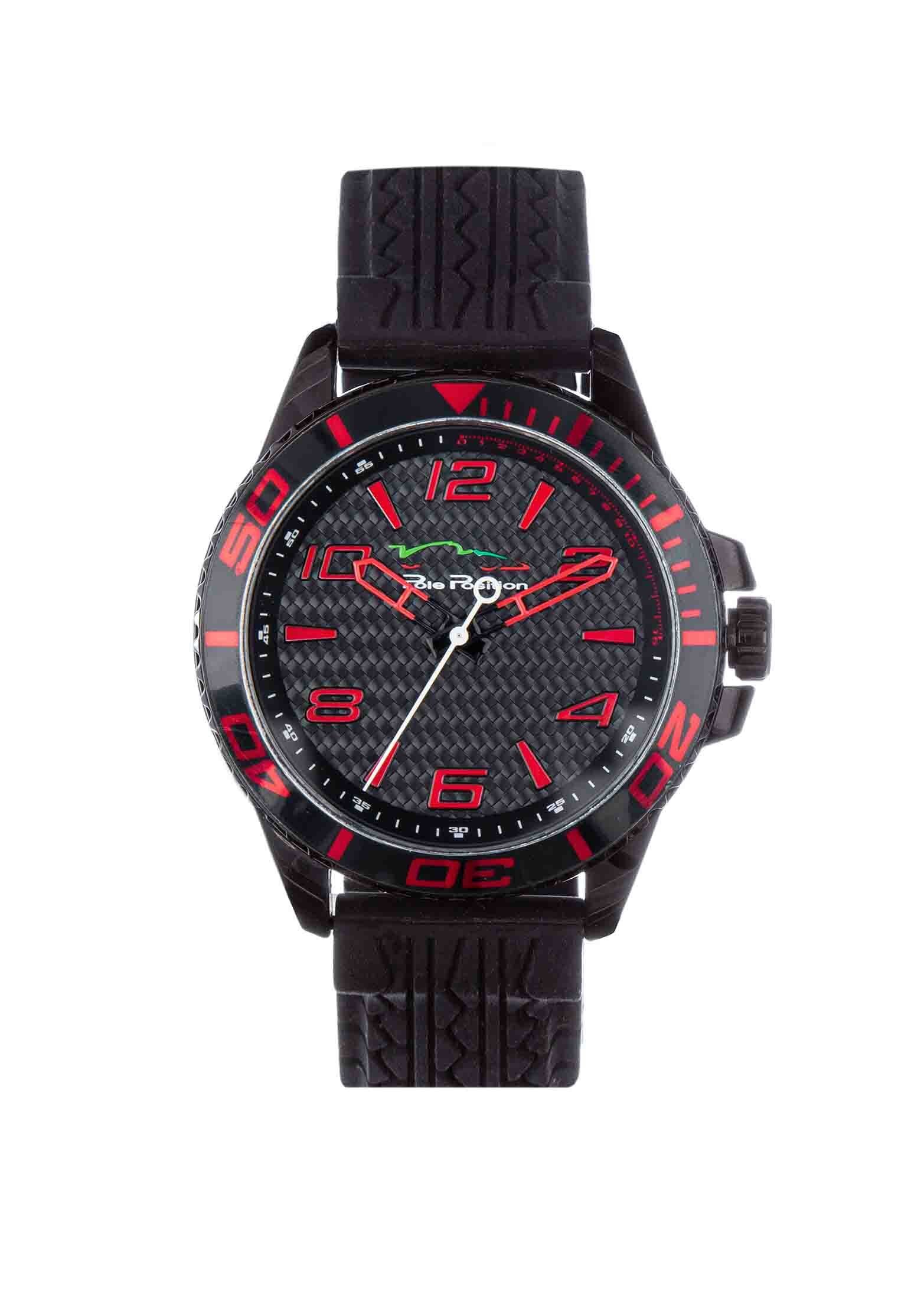Reloj para Caballero Negro con Rojo Pole Position