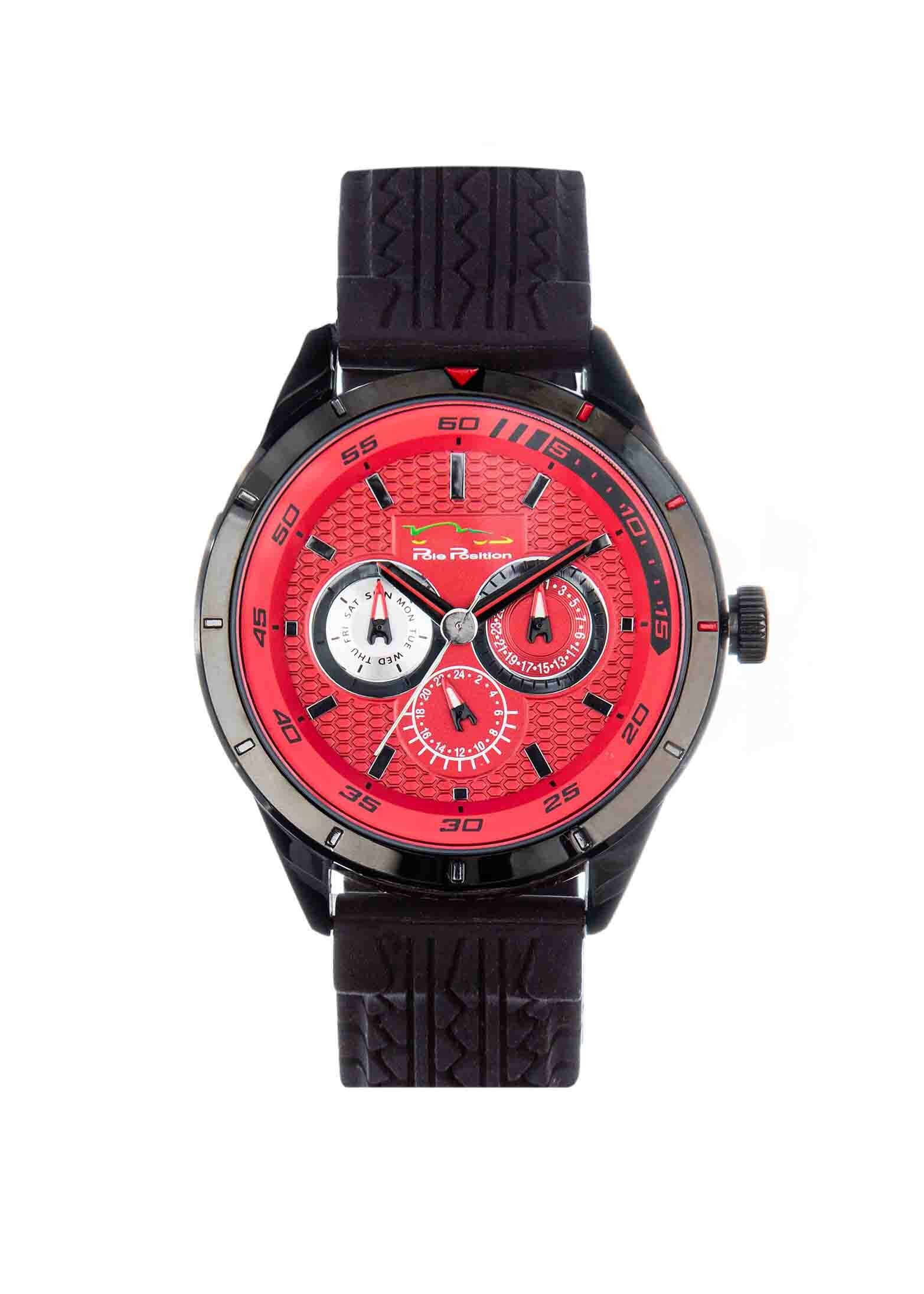 Reloj para Caballero Rojo con Detalles en Negro Pole Position