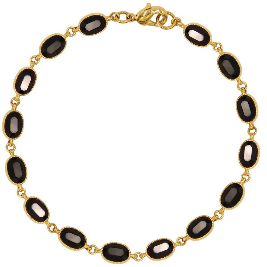 Pulsera Dorada con Cristales Negros Carré