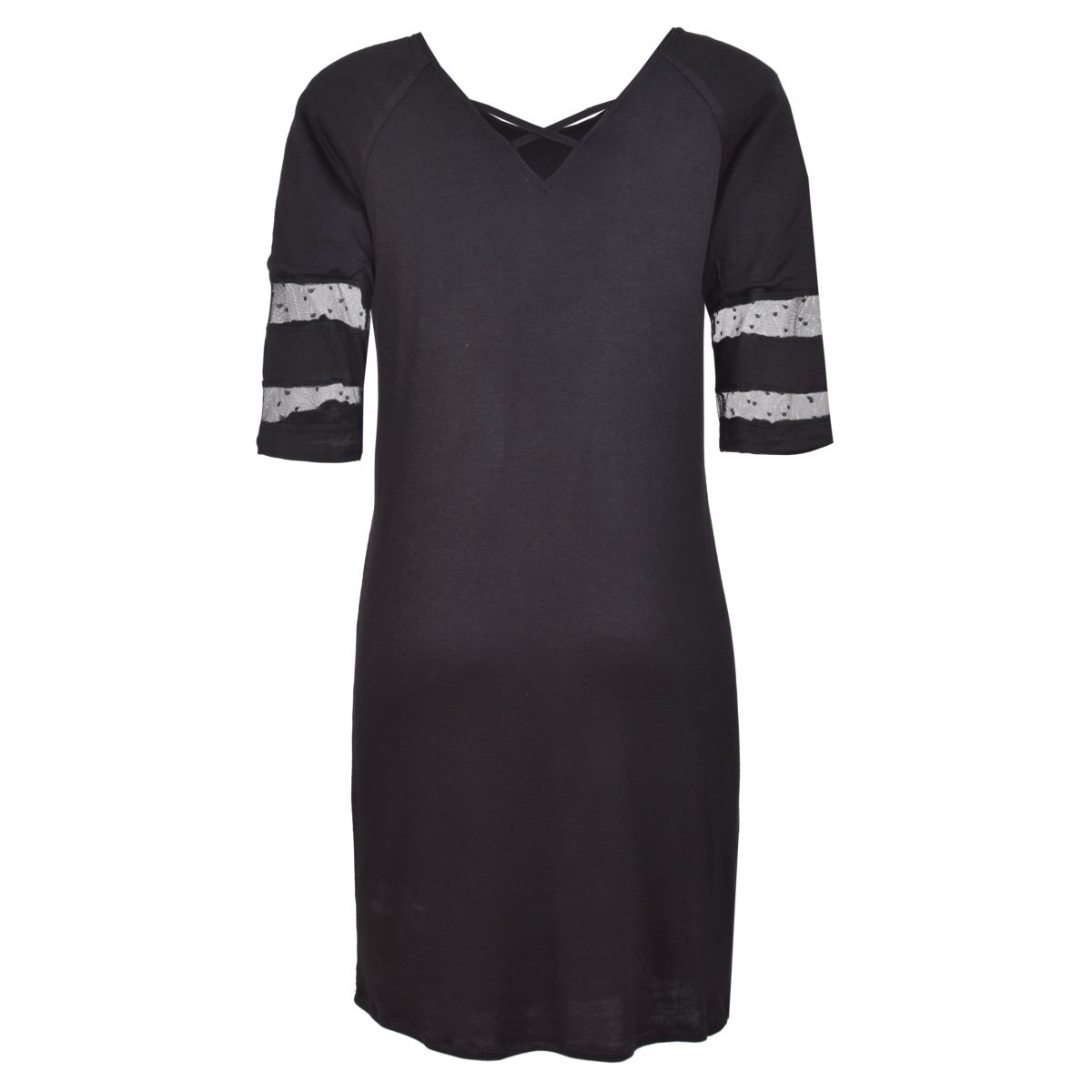 Vestido Manga Corta Tiras Cruzadas en Espalda Fukka para Dama