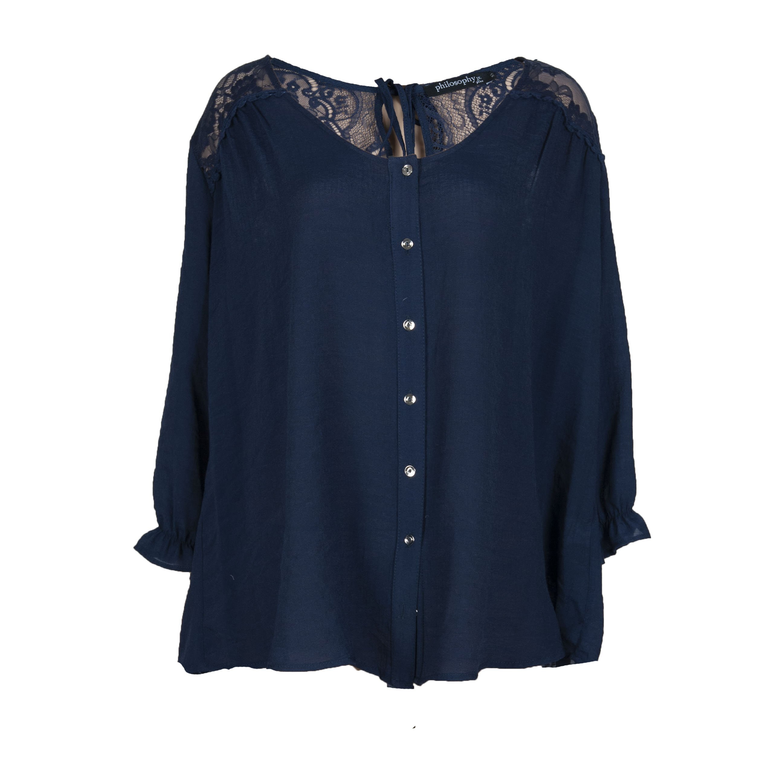 Blusa Manga Larga con Olan Bata con Encaje Philosophy Jr Plus