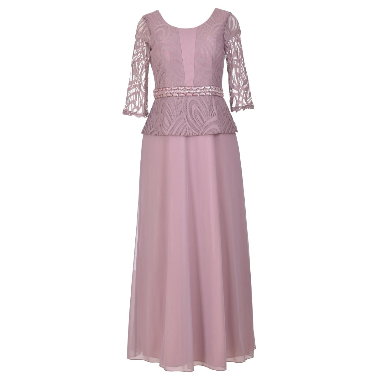 Vestido Largo con Encaje Manga 3/4 Dturash para Dama