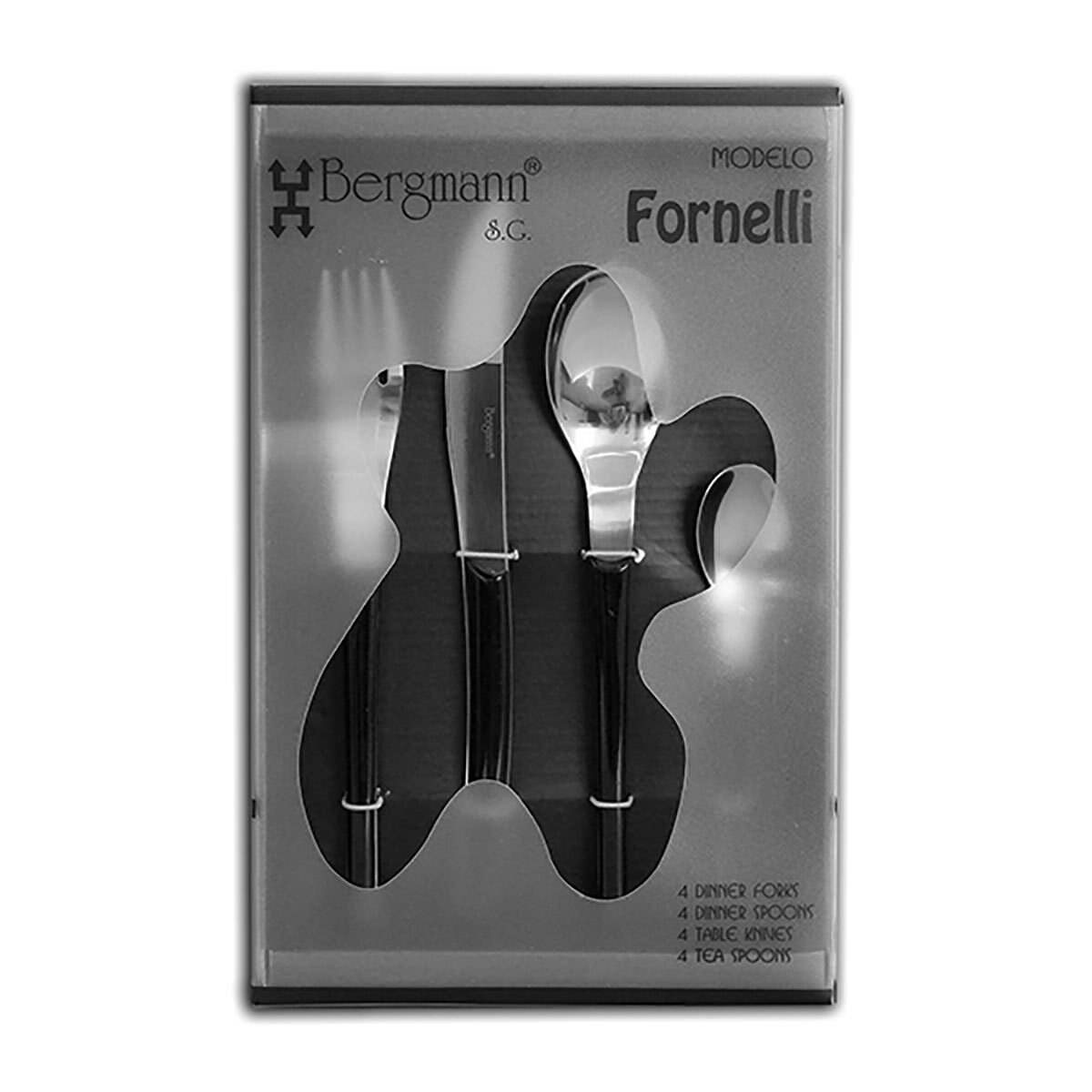 Juego de Cubiertos 16 Piezas Fornelli Negro Bergmann