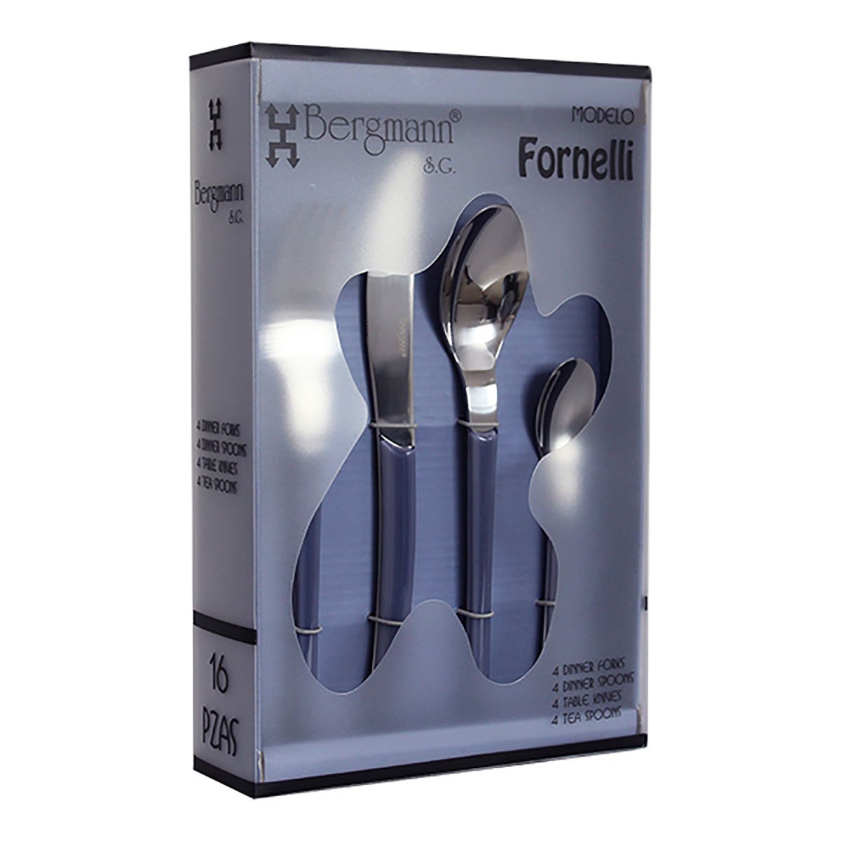 Juego de Cubiertos 16 Piezas Fornelli Gris Bergmann